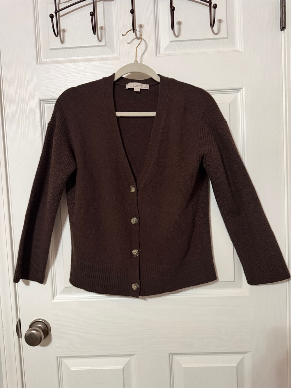LOFT Chocolate Brown Button Cardigan